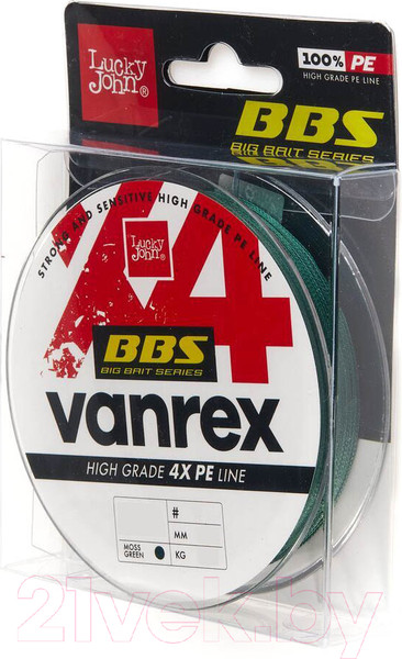 Изображение товара Леска плетеная Lucky John Vanrex BBS x4 Braid Moss Green 125/028 / LJ4114-028