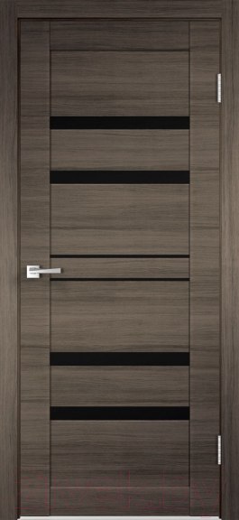 Изображение товара Дверь межкомнатная Velldoris Linea 6 60x200 (дуб серый поперечный/лакобель черный)