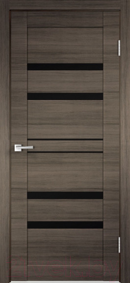 Изображение товара Дверь межкомнатная Velldoris Linea 6 70x200 (дуб серый поперечный/лакобель черный)
