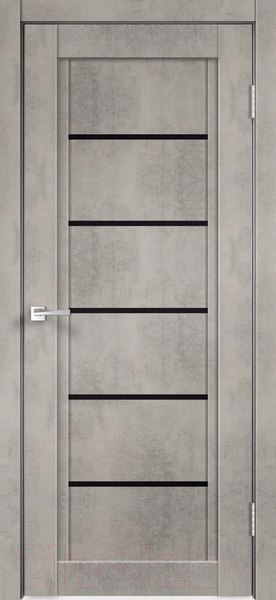 Изображение товара Дверь межкомнатная Velldoris Экошпон Next 1 80x200 (муар светло-серый/лакобель черный)