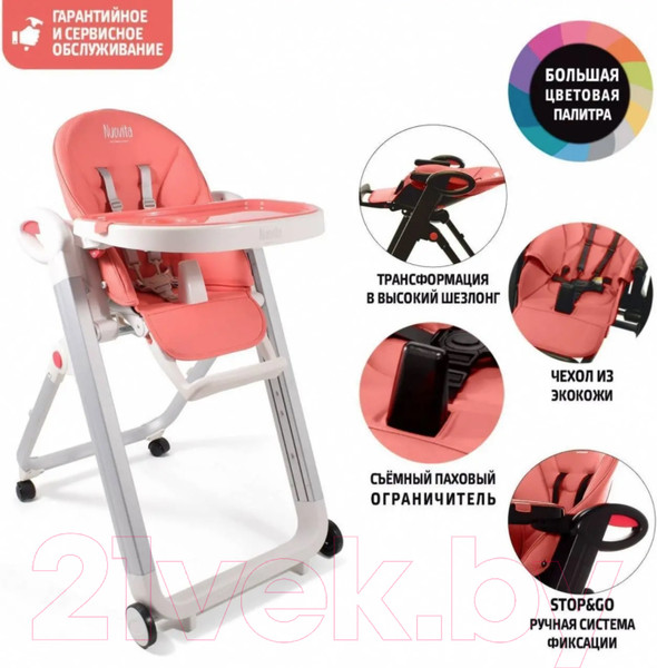 Изображение товара Стульчик для кормления Nuovita Futuro Bianco (коралловый)