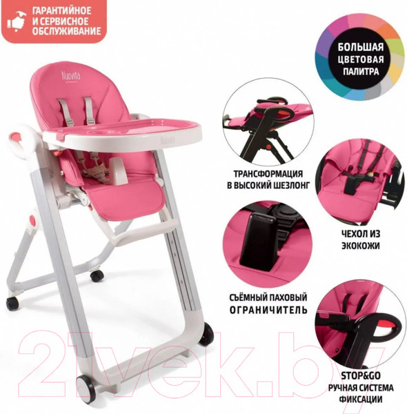 Изображение товара Стульчик для кормления Nuovita Futuro Bianco (малиновый)