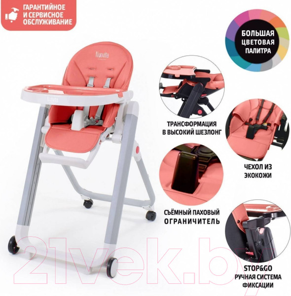 Изображение товара Стульчик для кормления Nuovita Futuro Senso Bianco (коралловый)