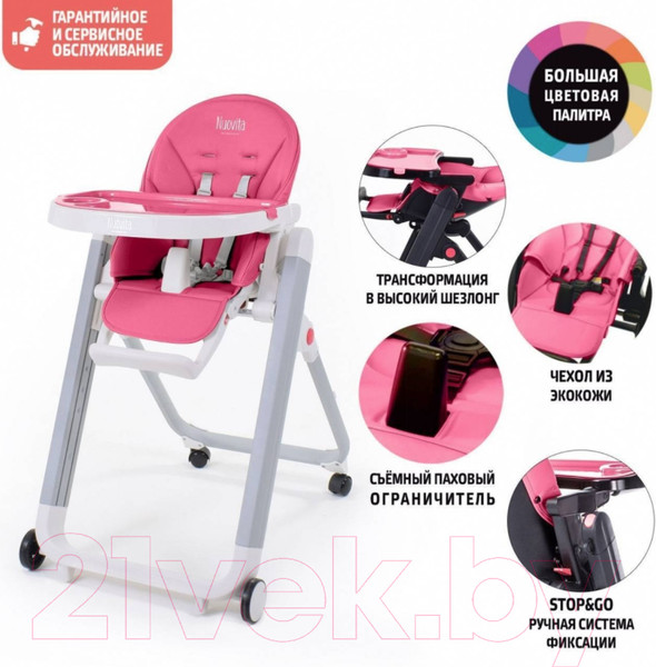 Изображение товара Стульчик для кормления Nuovita Futuro Senso Bianco (малиновый)