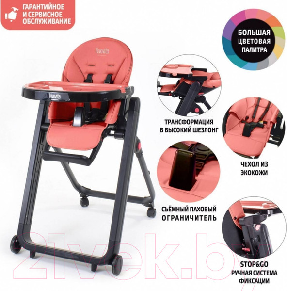 Изображение товара Стульчик для кормления Nuovita Futuro Senso Nero (коралловый)