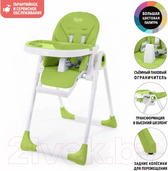 Изображение товара Стульчик для кормления Nuovita Lembo (зеленый/белый)