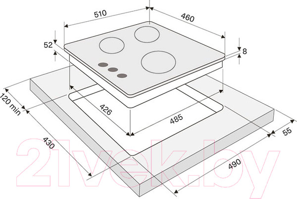 Изображение товара Газовая варочная панель Krona Cortesia 45 BL / КА-00001445