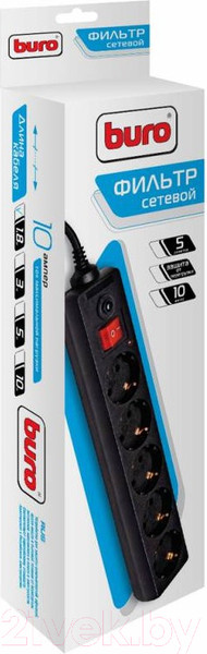 Изображение товара Сетевой фильтр Buro 500SH-1.8-B (черный)