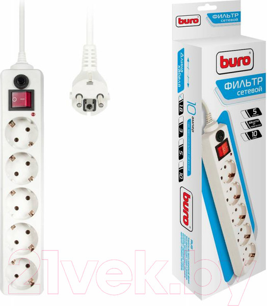 Изображение товара Сетевой фильтр Buro 500SH-1.8-W (белый)