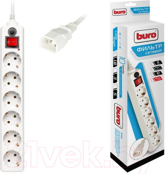 Изображение товара Сетевой фильтр Buro 600SH-1.8-UPS-W (белый)