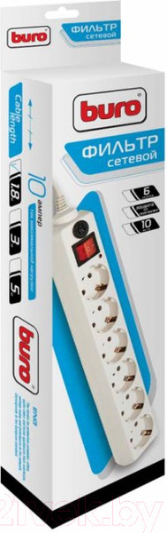 Изображение товара Сетевой фильтр Buro 600SH-1.8-W (белый)