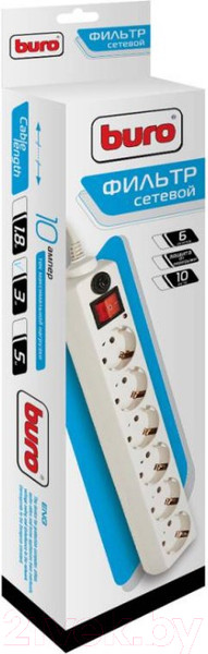 Изображение товара Сетевой фильтр Buro 600SH-3-W (белый)
