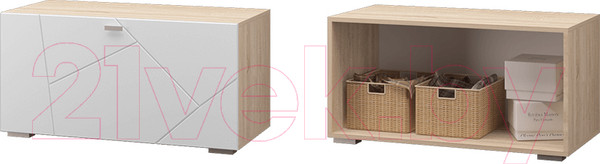 Изображение товара Тумба MLK Скайлайн 900 (дуб сонома светлый/белый шагрень)