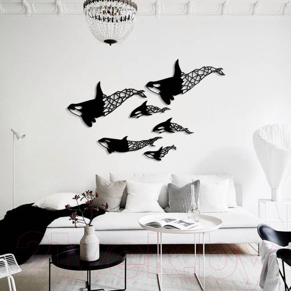 Изображение товара Декор настенный Arthata Голубые киты 160x250-B / 077-6 (черный)