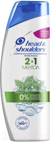 Изображение товара Шампунь для волос Head & Shoulders Ментол против перхоти 2 в 1 (200мл)