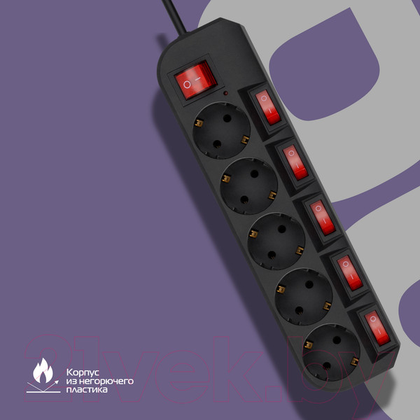 Изображение товара Сетевой фильтр Buro 500SH-3-SW-B (черный)