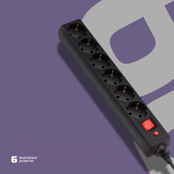 Изображение товара Сетевой фильтр Buro 600SH-16-3-B (черный)