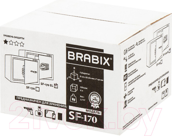 Изображение товара Мебельный сейф Brabix SF-170EL / 291143 (черный)