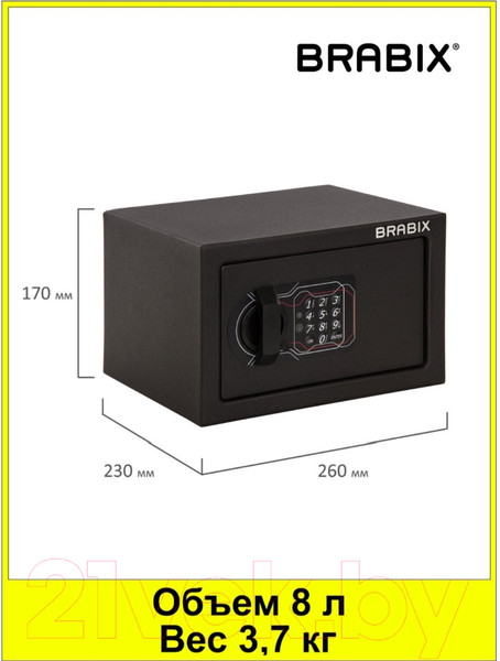 Изображение товара Мебельный сейф Brabix SF-170EL / 291143 (черный)