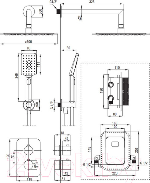 Изображение товара Душевая система со смесителем Deante Box BXYZNEBT