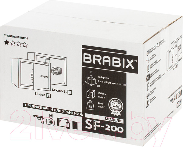 Изображение товара Мебельный сейф Brabix SF-200KL / 291144 (черный)
