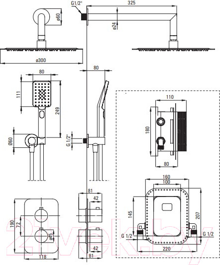 Изображение товара Душевая система со смесителем Deante Box BXYZ0EBT