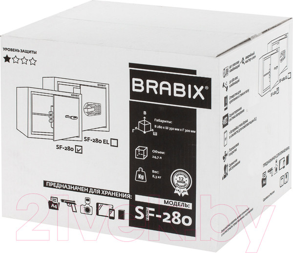 Изображение товара Мебельный сейф Brabix SF-280KL / 291148 (черный)