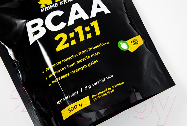Изображение товара Аминокислоты BCAA Prime Kraft 2:1:1 (500г, зеленое яблоко)