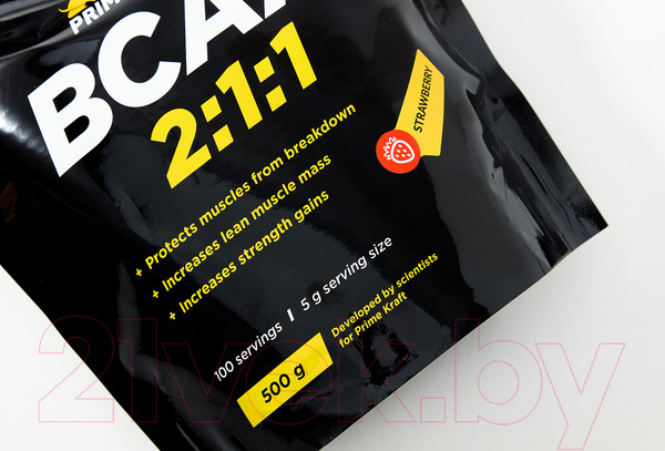 Изображение товара Аминокислоты BCAA Prime Kraft 2:1:1 (500г, клубника)