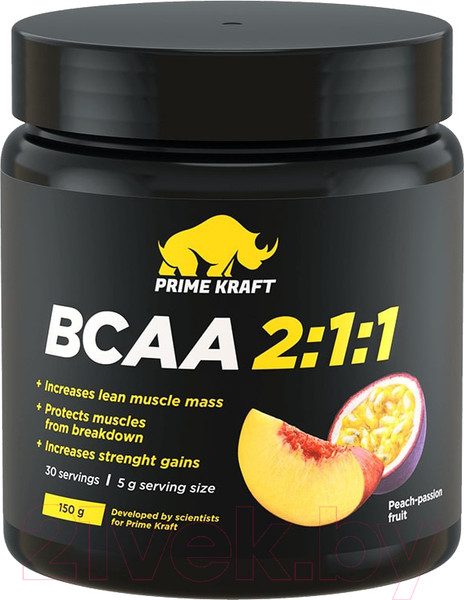 Изображение товара Аминокислоты BCAA Prime Kraft 2:1:1 (150г, персик-маракуйя)
