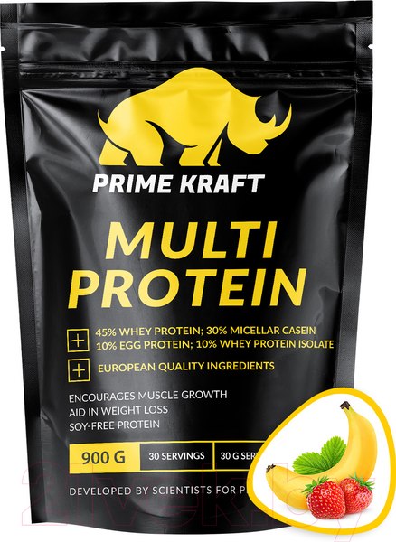 Изображение товара Протеин Prime Kraft Multi Protein Клубника-банан (900г)