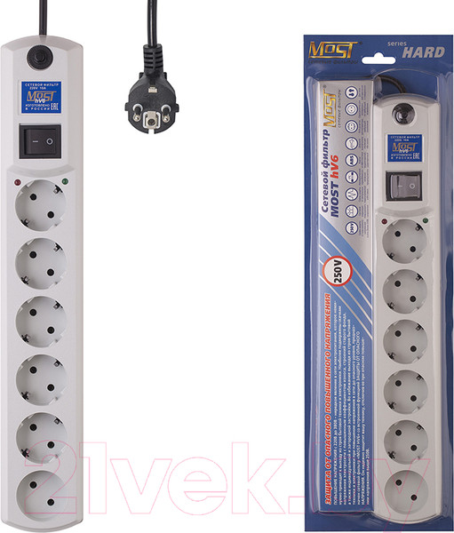 Изображение товара Сетевой фильтр Most HV6 (2м, белый)