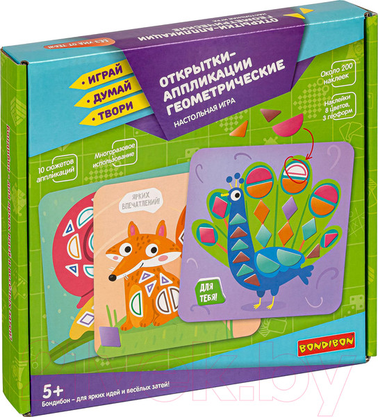 Изображение товара Развивающая игра Bondibon Открытки-аппликации геометрические / ВВ5030