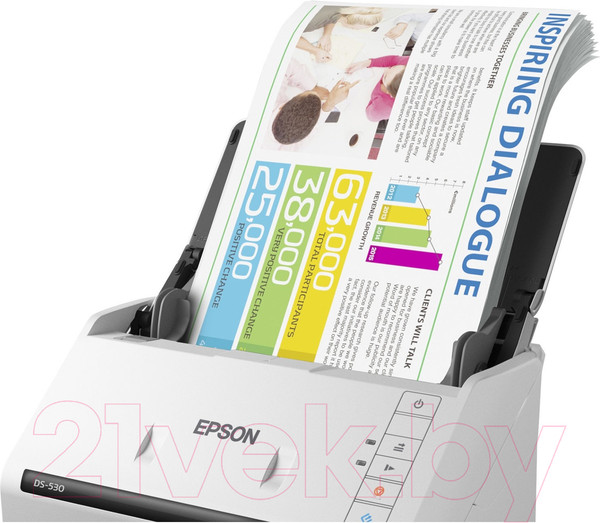 Изображение товара Протяжный сканер Epson WorkForce DS-530II / B11B261401