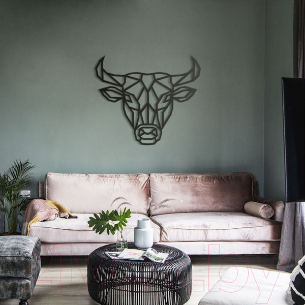 Изображение товара Декор настенный Arthata Голова быка 50x50-B / 083-1 (черный)