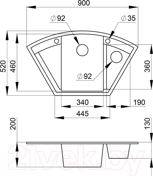 Изображение товара Мойка кухонная GRANULA GR-9001 (арктик)