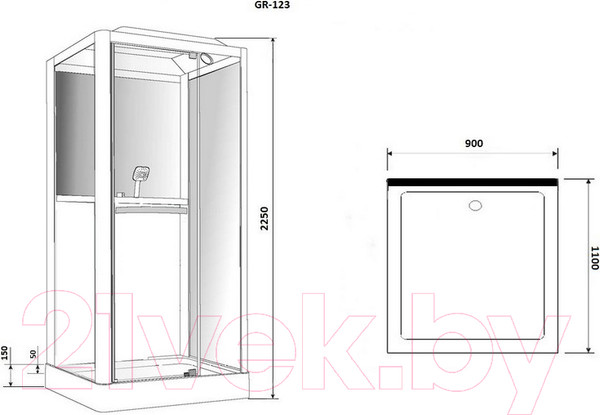 Изображение товара Душевая кабина Grossman GR123(R) 90x110