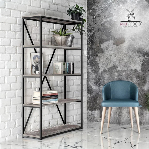 Изображение товара Стеллаж Millwood Neo Loft СН-1 Л (сосна пасадена/металл черный)