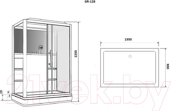 Изображение товара Душевая кабина Grossman GR128R 90x135
