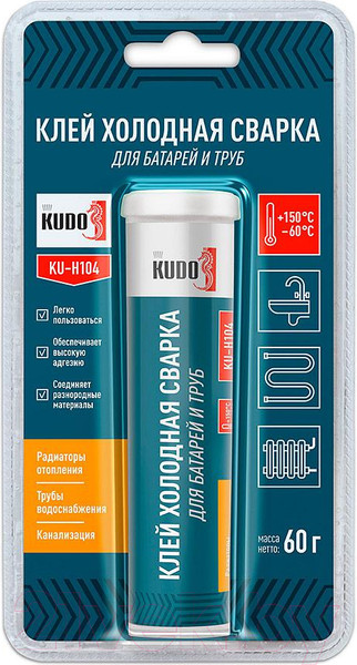 Изображение товара Клей Kudo Холодная сварка для ремонта батарей и труб / KU-H104 (60г)