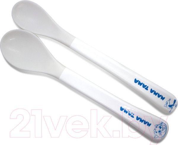 Изображение товара Набор столовых ложек для кормления Мама Тама С мягким кончиком / MT/030 (2шт, белый)