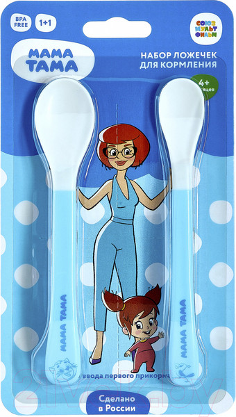 Изображение товара Набор столовых ложек для кормления Мама Тама С мягким кончиком / MT/037 (2шт, голубой)