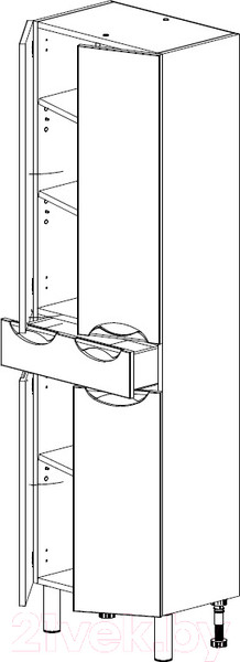 Изображение товара Шкаф для ванной СанитаМебель Камелия-55 Д3 (белый)