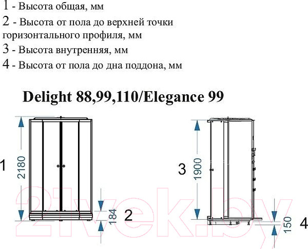 Изображение товара Душевая кабина Domani-Spa Delight 88 / DS01D88LBT00 (черный/тонированное стекло)