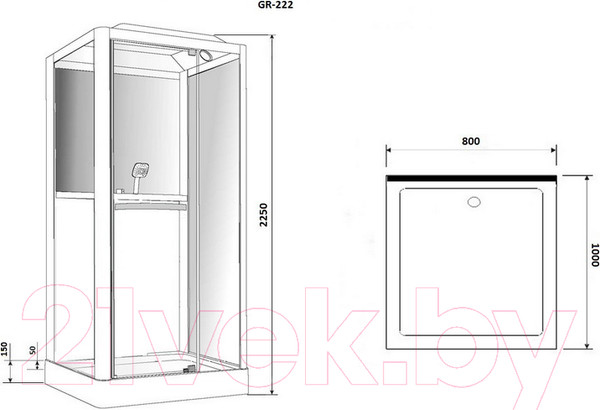 Изображение товара Душевая кабина Grossman GR222 80x100