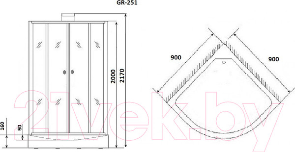 Изображение товара Душевая кабина Grossman GR251 90x90