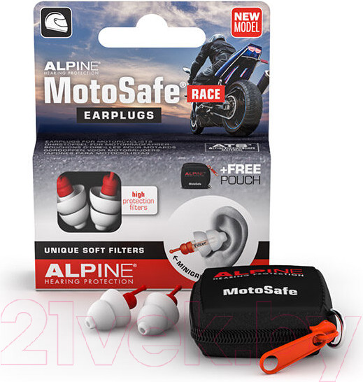 Изображение товара Набор берушей для мотоциклистов Alpine Hearing Protection MotoSafe Race Minigrip / 111.23.111