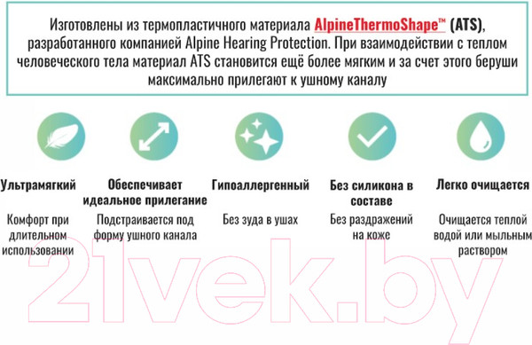 Изображение товара Беруши для музыкантов Alpine Hearing Protection PartyPlug / 111.21.653 (прозрачный)
