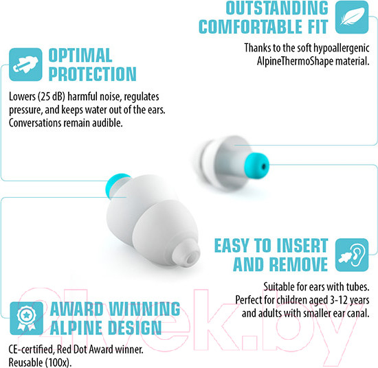 Изображение товара Защита для ушей ребенка Alpine Hearing Protection PluggiesKids / 111.31.150