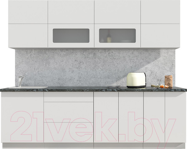 Изображение товара Кухонный гарнитур Интерлиния Мила Матте 2.6 А (белый/белый/кастилло темный)